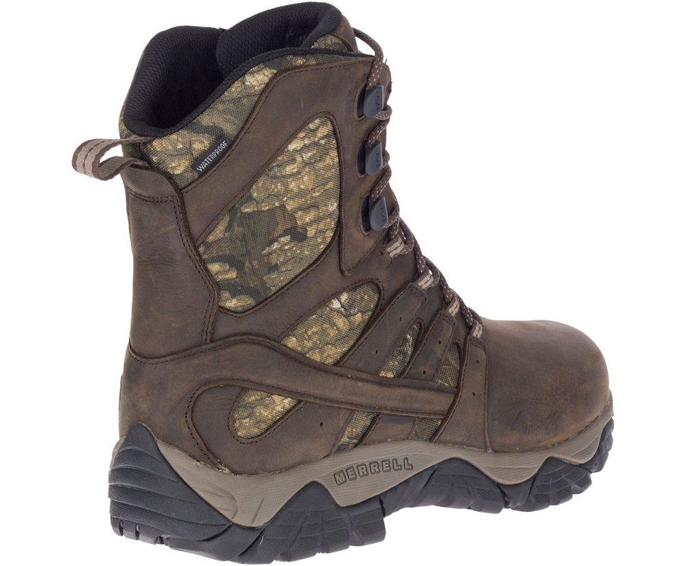 Kozaki Merrell Męskie Brązowe - Moab Timber 8\" Waterproof Sr - 386471-WQA